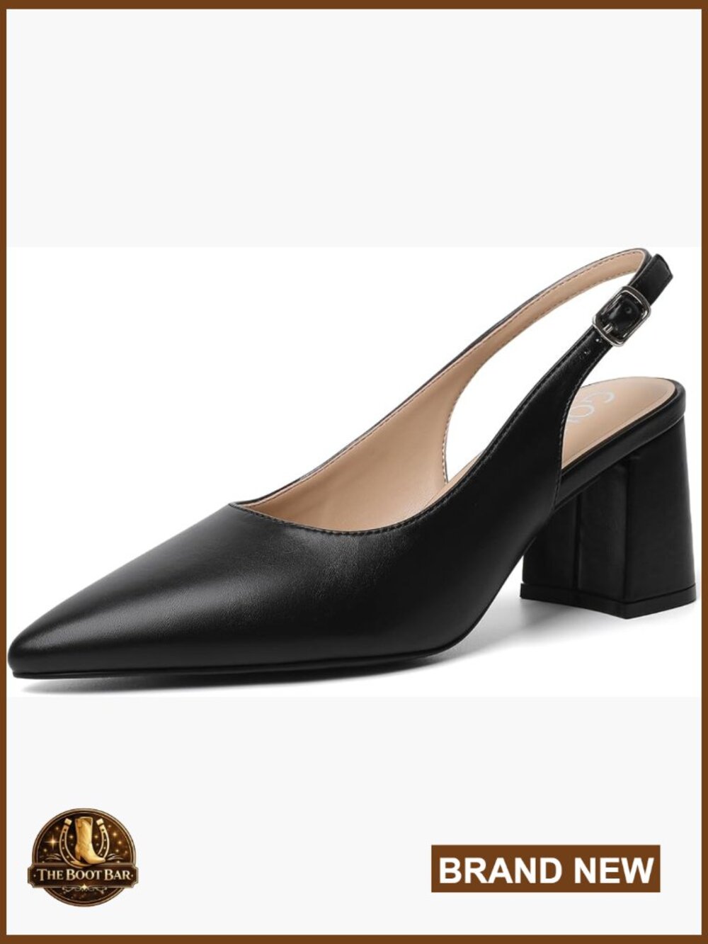 Pointed Toe Block Slingback Heels Chunky Pump Shoes Office Work